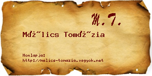 Málics Tomázia névjegykártya